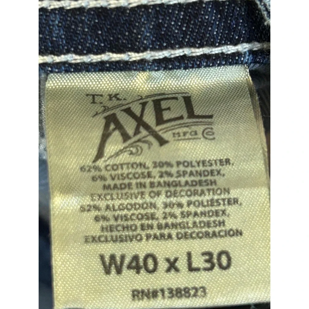 TK Axel Jeans Mens 40x30 Blue Slim Boot Medium Wash Contrast‎ Stitch Flap Pocket